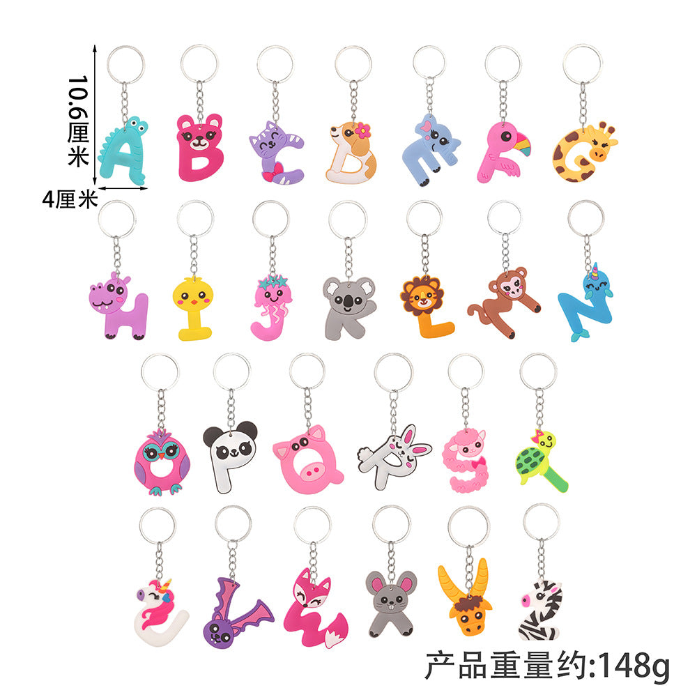 PVC al por mayor 26 letras Keychain de animales